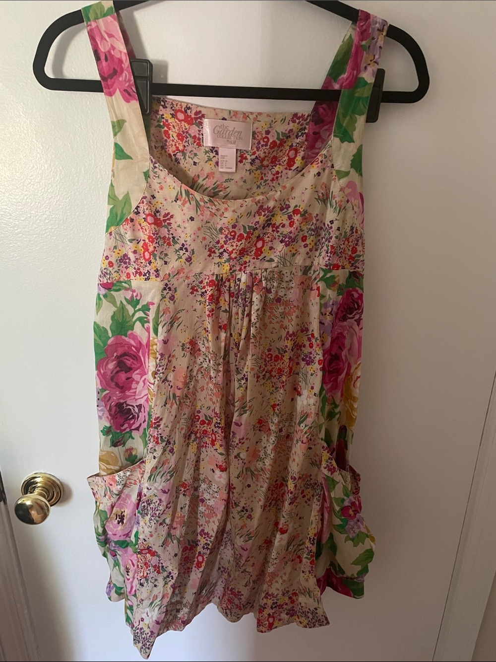 Cath Kidston Cream Floral Sundress with Pink Roses and Green Leaves
